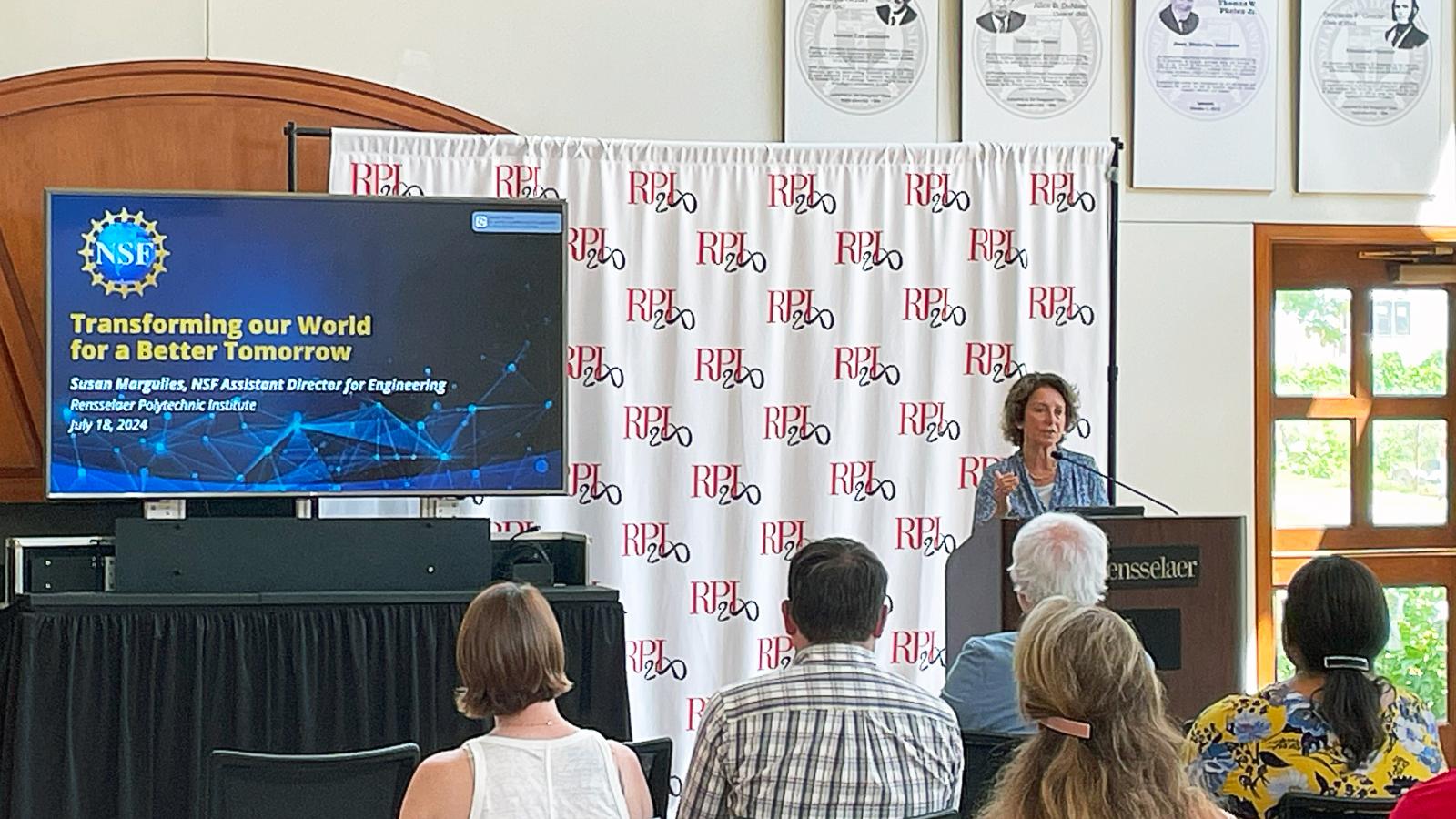 Susan Margulies, Ph.D., leader of the U.S. National Science Foundation (NSF) Directorate for Engineering, on the RPI campus.