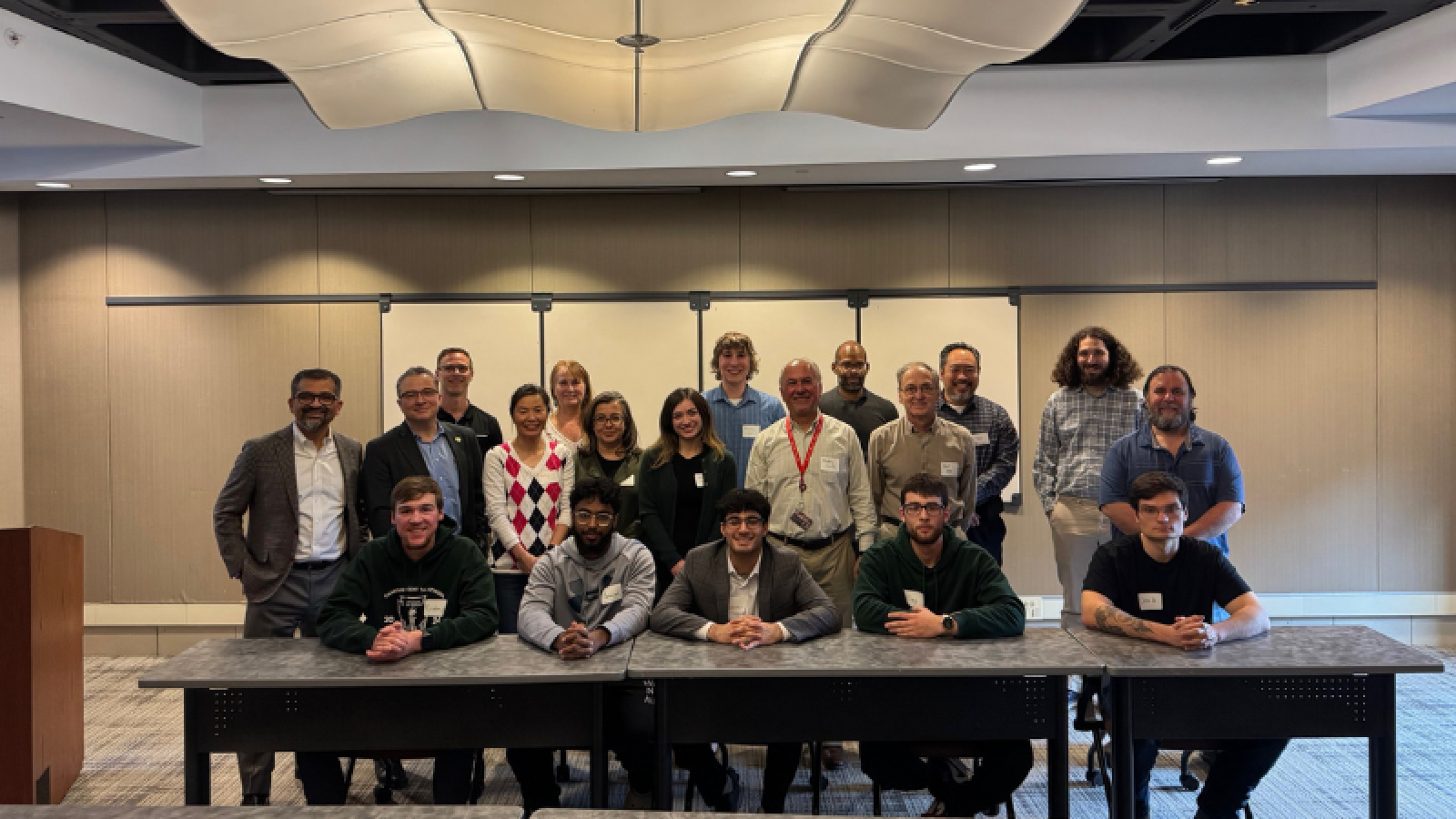Faculty, staff, and leadership with five new RPI-HVCC Semiconductor Scholars (seated in the front row).