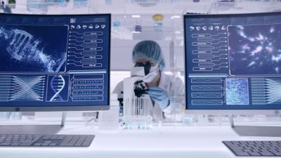 Scientist analyzes medical data
