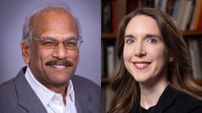 Side-by-side professional headshots of Mukesh Chatter and Meghan Lenihan Moulder 